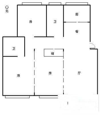 良渚文化村白鹭郡北3室2厅2卫117㎡户型图