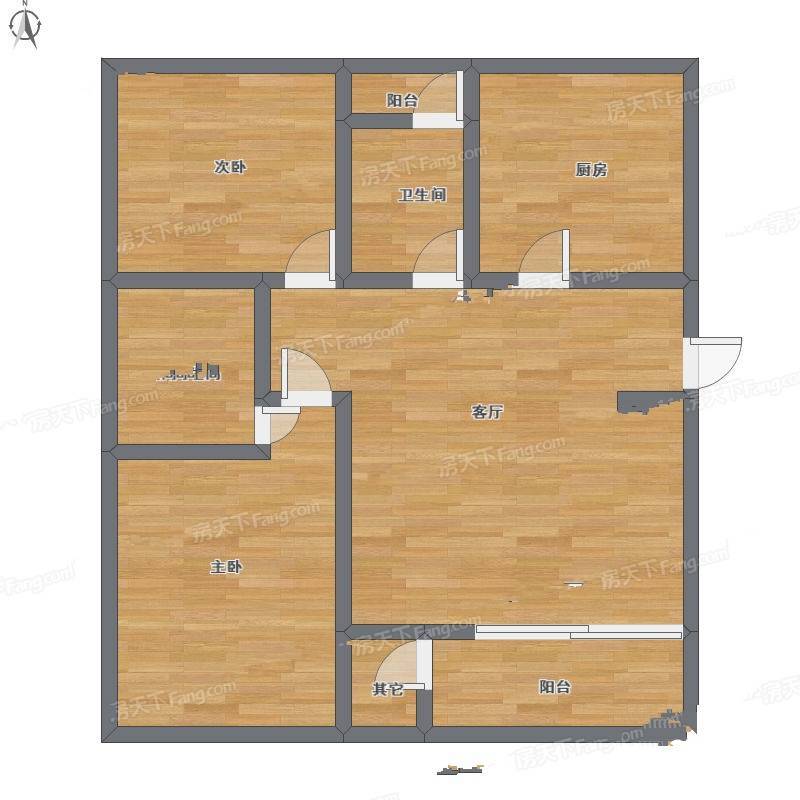 良渚文化村白鹭郡北2室1厅0卫80㎡户型图