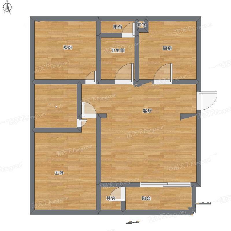 良渚文化村白鹭郡北2室1厅0卫80㎡户型图