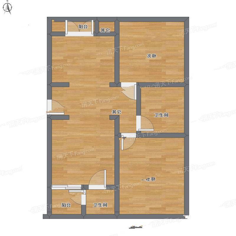 良渚文化村白鹭郡北2室1厅0卫80㎡户型图