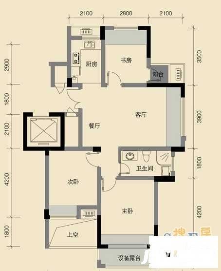 玉都枫景3室2厅1卫86㎡户型图