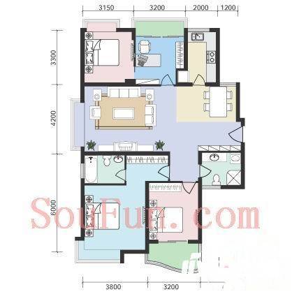 e世纪城市花园4室2厅2卫183㎡户型图