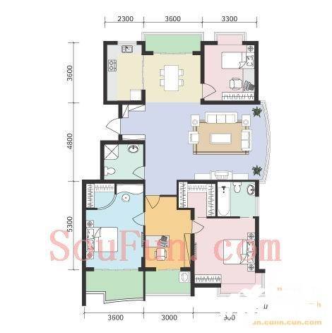 e世纪城市花园4室2厅2卫183㎡户型图