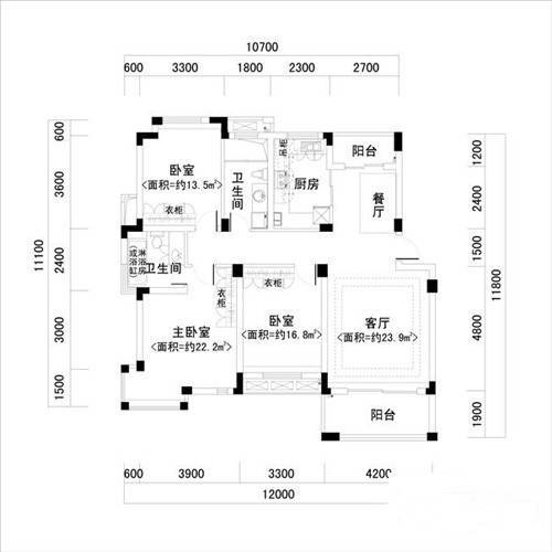 清合嘉园3室2厅2卫132.7㎡户型图