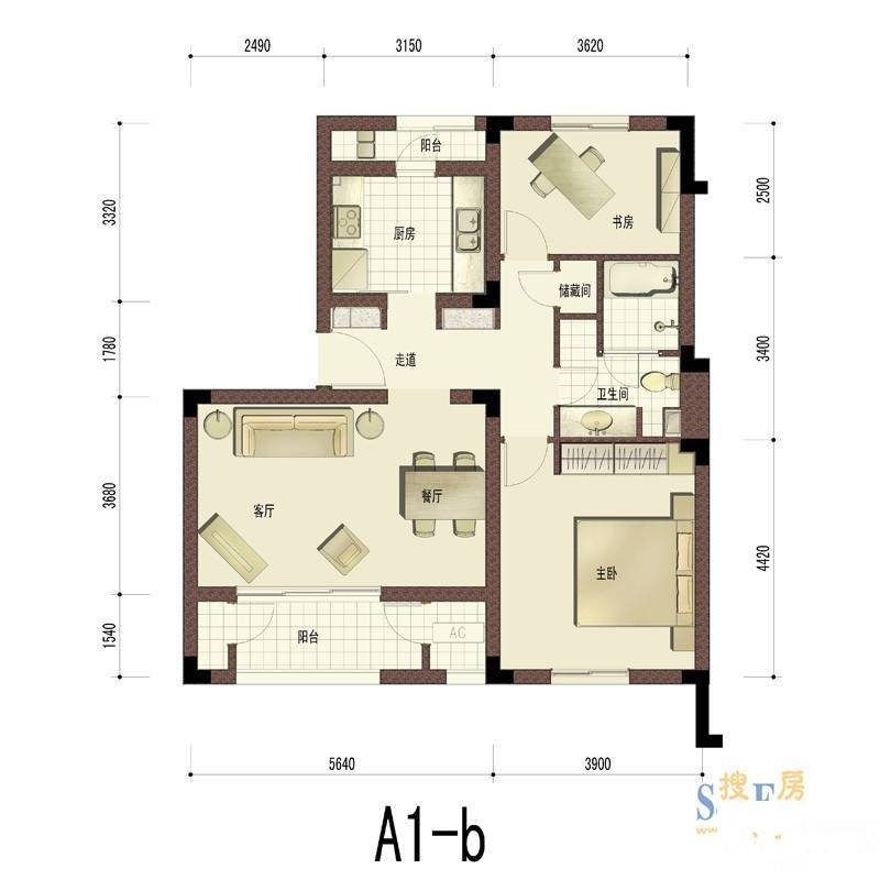 良渚文化村白鹭郡东2室2厅1卫86㎡户型图