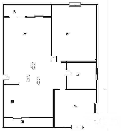 良渚文化村白鹭郡东2室1厅1卫79㎡户型图