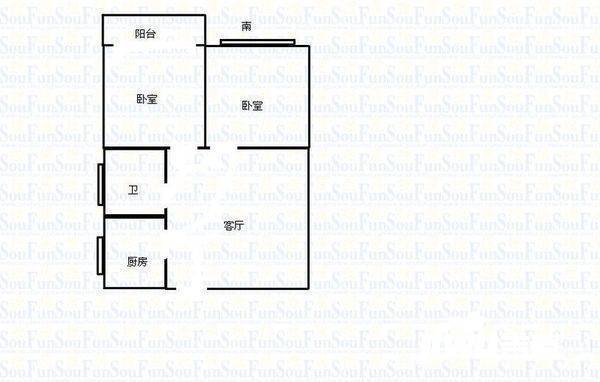 西溪水岸2室1厅1卫90㎡户型图