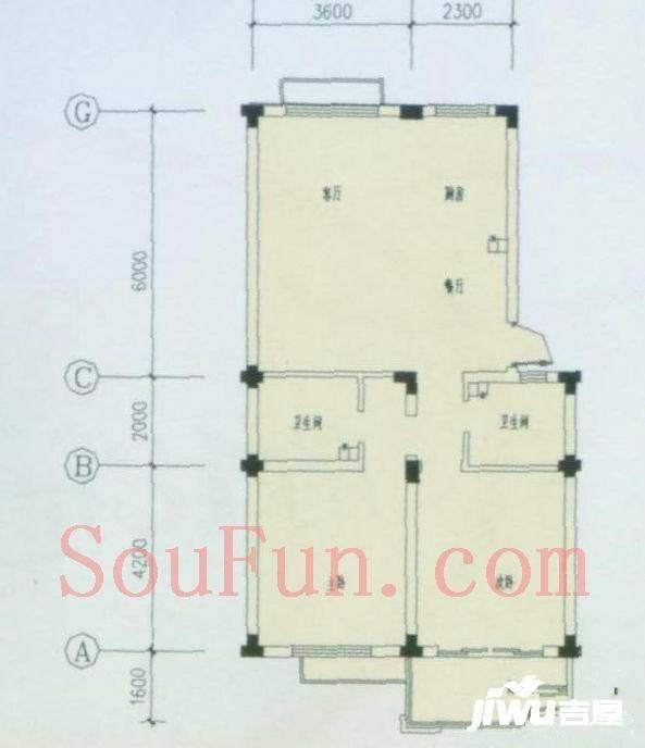 兴和苑3室2厅1卫121.3㎡户型图