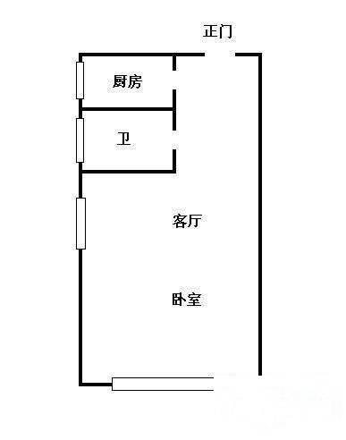 风尚蓝湾1室1厅1卫44㎡户型图