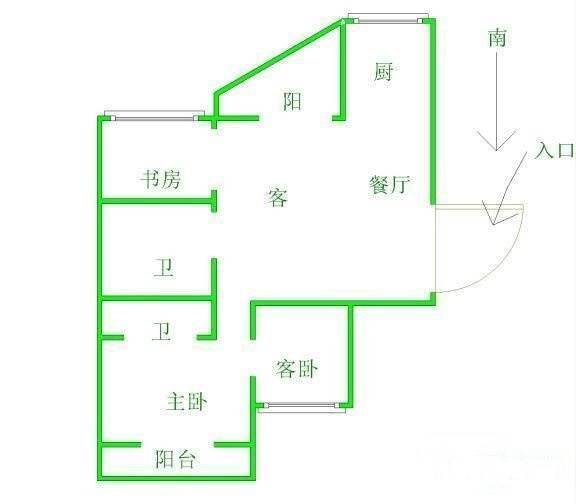 倾城之恋3室2厅1卫114㎡户型图