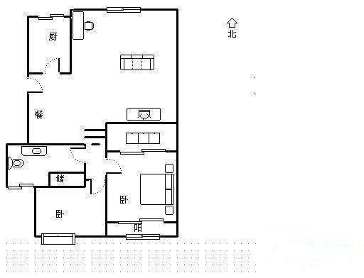 银色港湾2室2厅1卫102㎡户型图