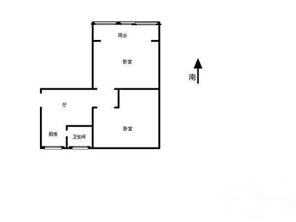 树园2室1厅1卫66㎡户型图