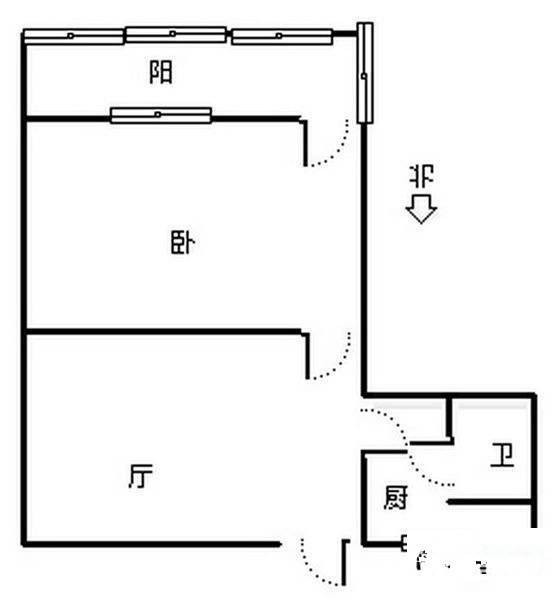 流水东苑1室1厅1卫34㎡户型图