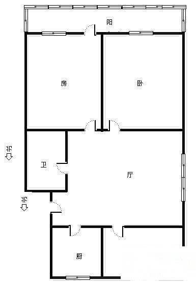 流水东苑3室1厅1卫74㎡户型图