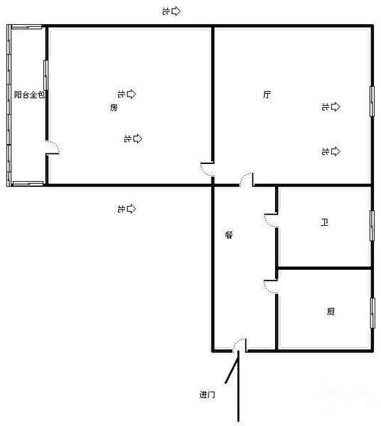 朝晖一区1室1厅1卫42㎡户型图