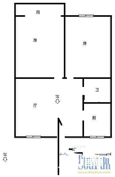 打铁关路小区2室1厅1卫60㎡户型图