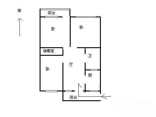 朝晖五区3室1厅1卫81㎡户型图