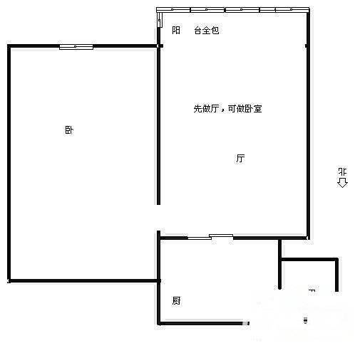 朝晖五区2室1厅1卫58㎡户型图