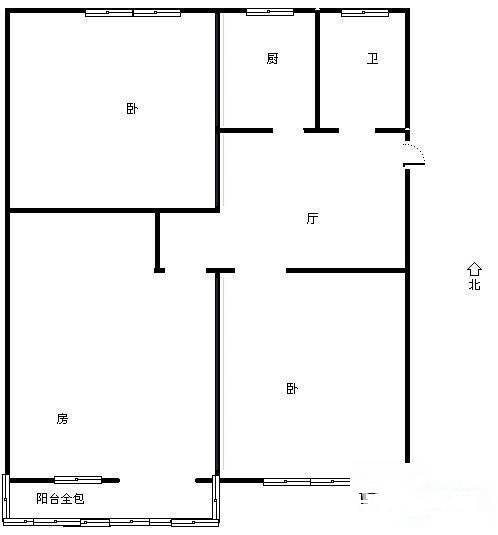 朝晖五区3室2厅1卫71㎡户型图