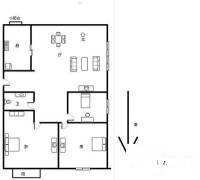 深蓝广场3室2厅1卫60㎡户型图