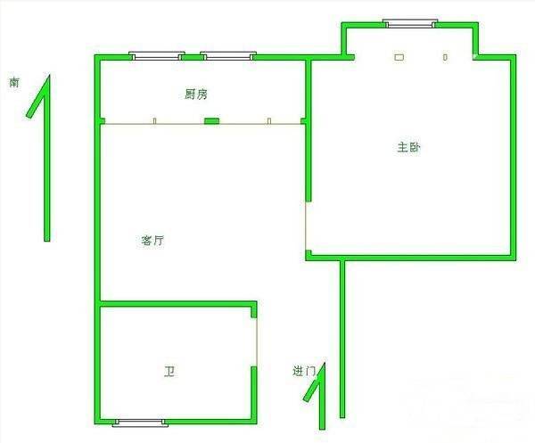 仙林苑1室1厅1卫37㎡户型图