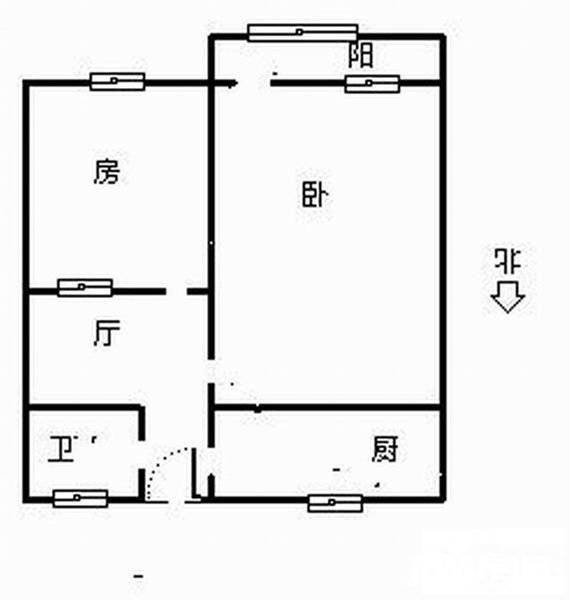 白泽弄2室1厅1卫56㎡户型图