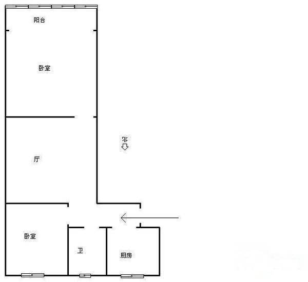 白泽弄2室1厅1卫56㎡户型图