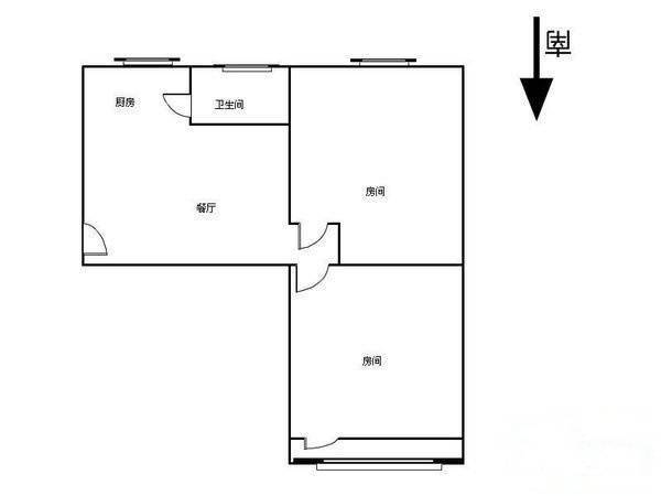 白泽弄2室1厅1卫56㎡户型图