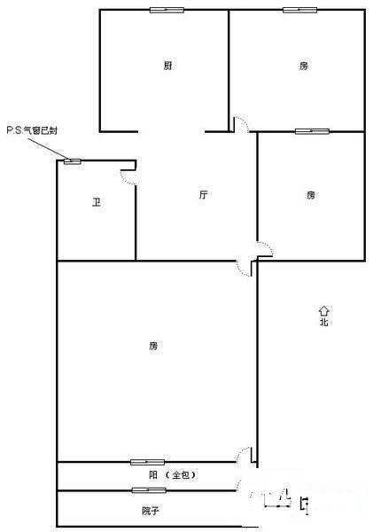 朝晖八区3室1厅1卫60㎡户型图