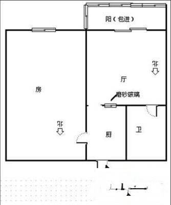 朝晖小区2室1厅1卫41㎡户型图