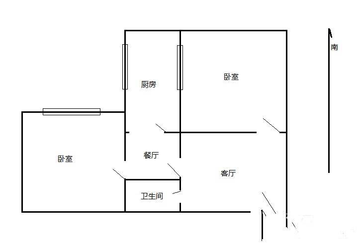 茶啾弄2室1厅1卫59㎡户型图