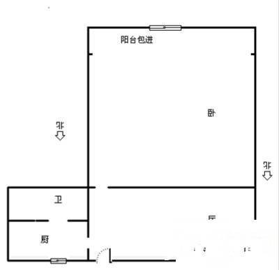 缸儿巷1室1厅1卫39㎡户型图