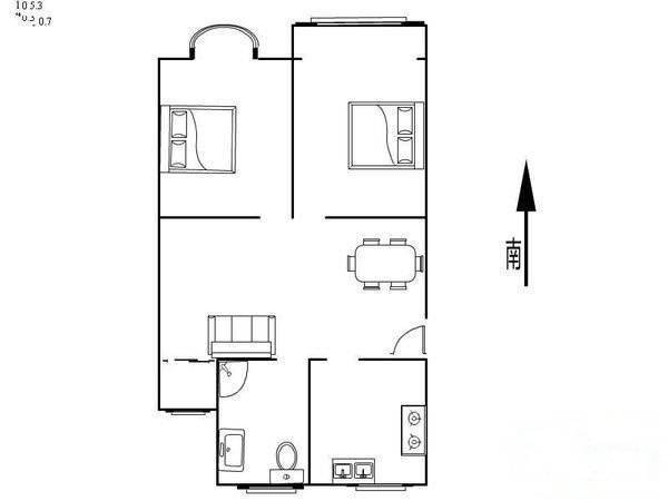 广厦公寓2室2厅1卫82㎡户型图