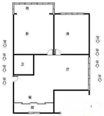 小河下3室1厅1卫66㎡户型图