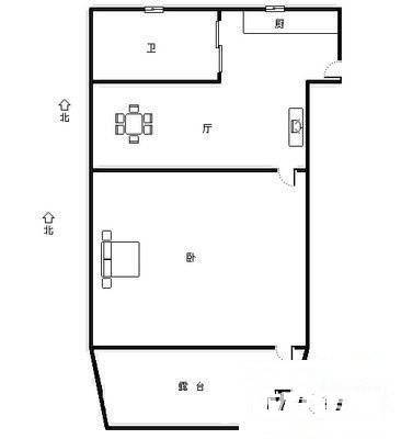 信余里1室1厅1卫45㎡户型图