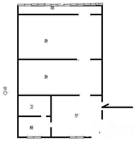 信余里2室1厅1卫47㎡户型图