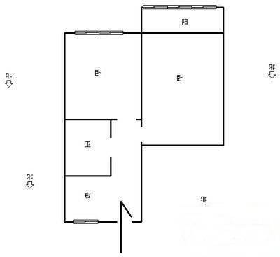 信余里2室0厅1卫48㎡户型图