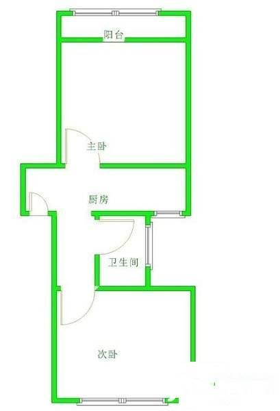 袁井巷2室1厅1卫65㎡户型图