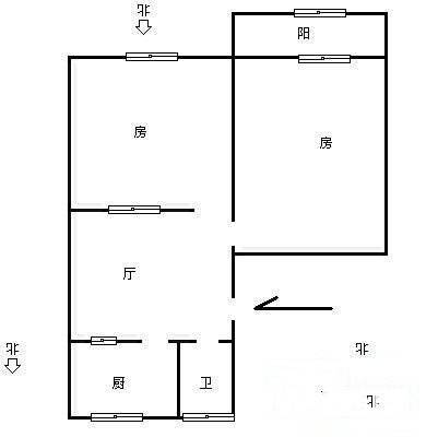 袁井巷2室1厅1卫65㎡户型图