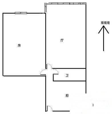 袁井巷1室1厅1卫35㎡户型图