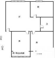 直箭道巷2室1厅1卫59㎡户型图