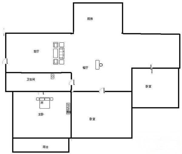 铭雅苑3室2厅1卫98㎡户型图