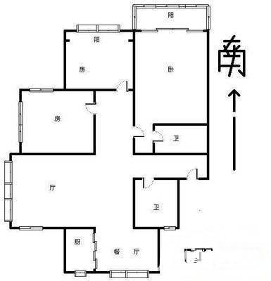 铭雅苑3室2厅1卫98㎡户型图