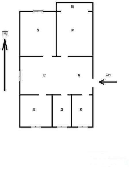 求智巷3室2厅1卫87㎡户型图