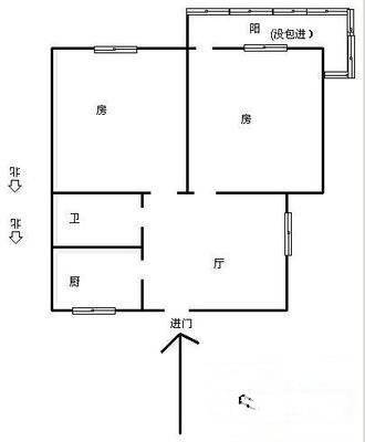 沿山河新村2室1厅1卫45㎡户型图