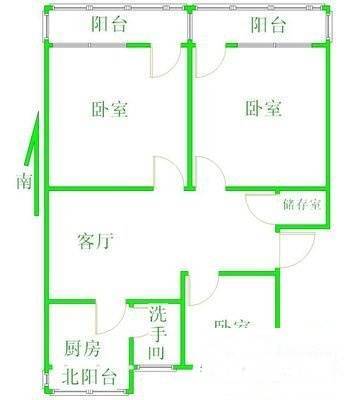 沿山河新村3室2厅1卫93㎡户型图