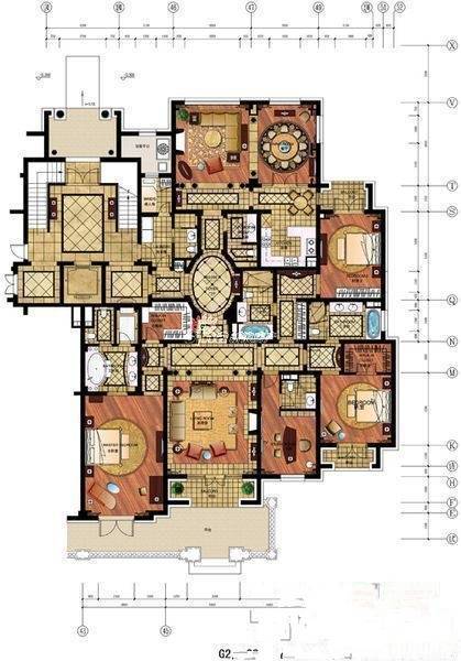 留庄4室2厅6卫357㎡户型图