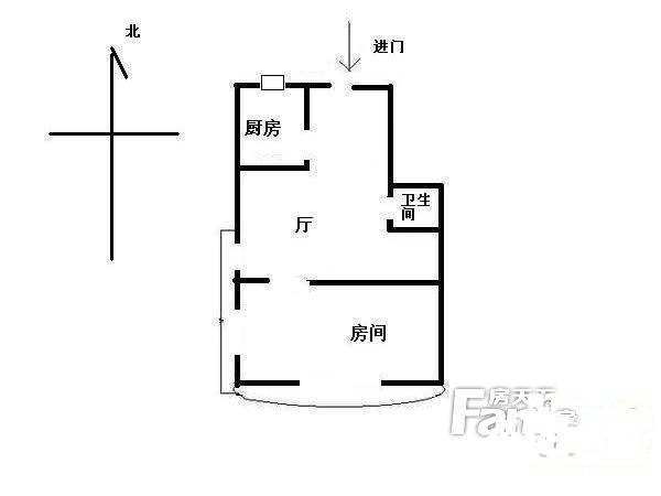 世贸丽晶城初阳苑1室1厅1卫60㎡户型图