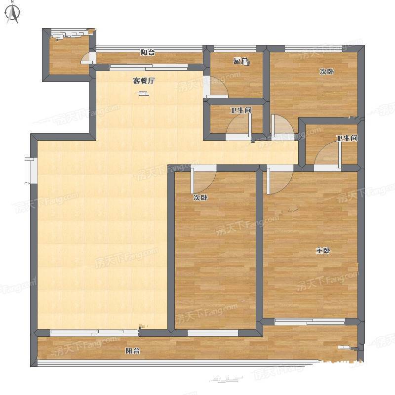 世贸丽晶城初阳苑4室2厅0卫125㎡户型图