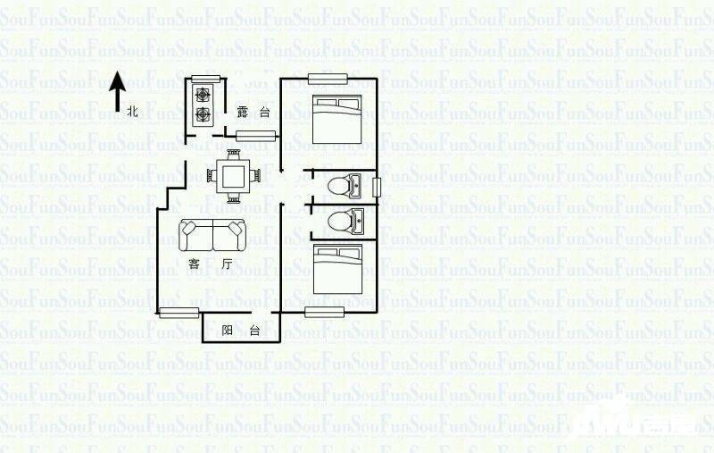 橡树园3室1厅2卫101㎡户型图